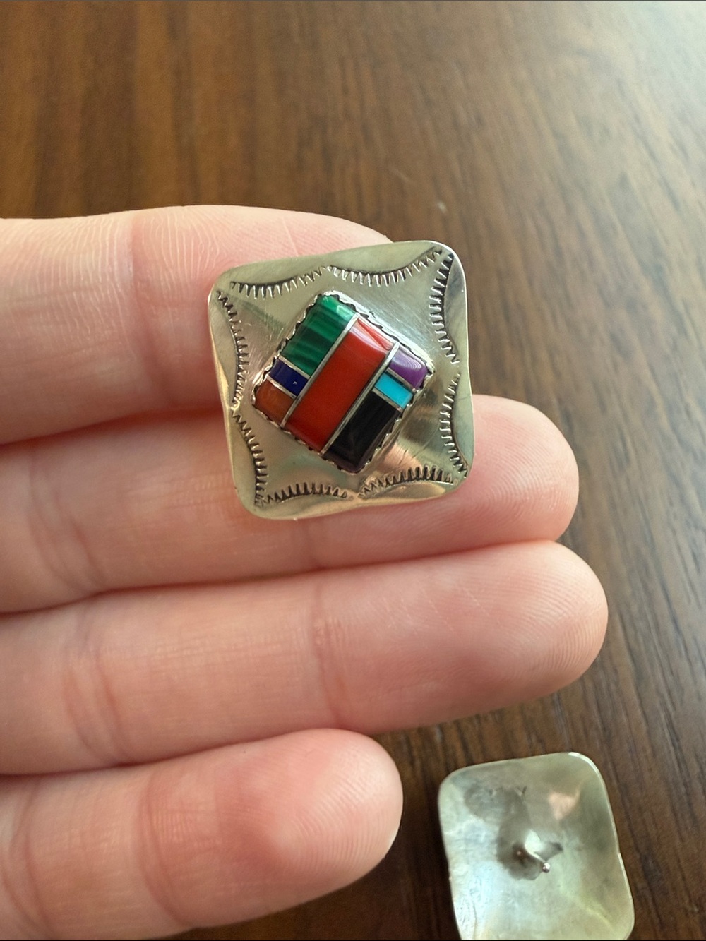 Silver Geometric Earrings - Picture 3 of 3